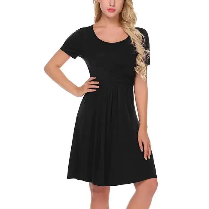 Robe de maternité ample et confortable, col rond, Style décontracté, pratique pour l'allaitement, vê
