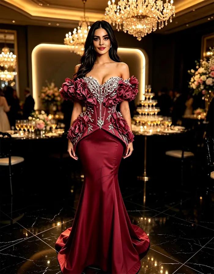 Robes de bal brillantes pour occasions spéciales, robes de soirée en dentelle personnalisées, فساتين