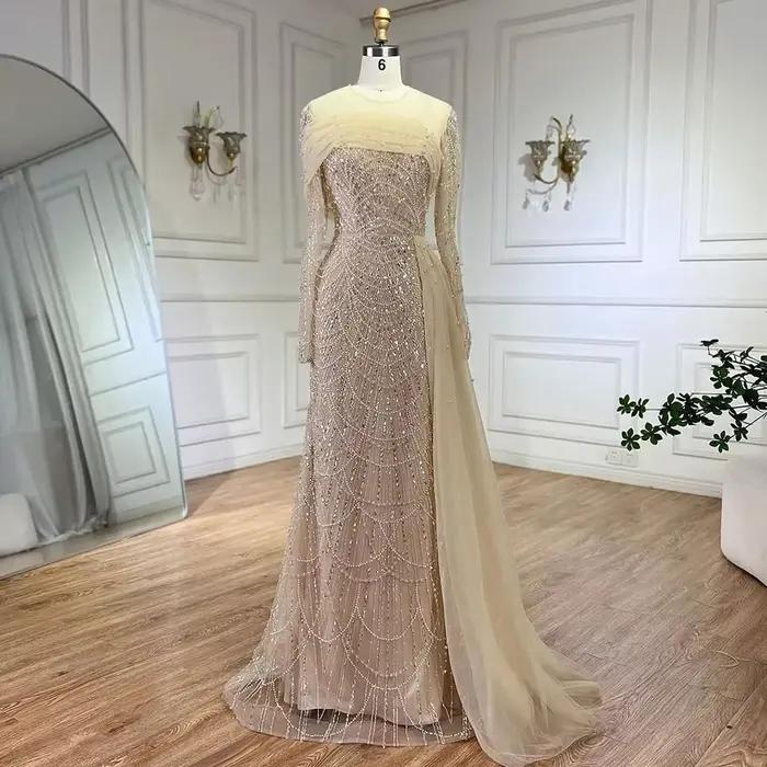 Serene Hill-Robe de soirée sirène avec surjupe, tenue de fête, couleur chair, style stérilie de Duba