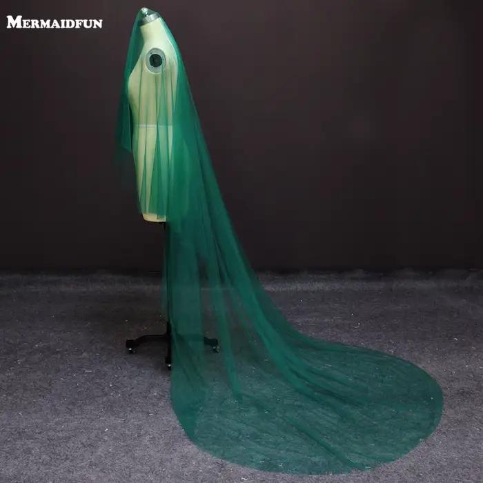 Pas de peigne! Robe de Mariée en Tulle Vert Personnalisée, Peigne Imprégné, Magnifique Voile de Pati