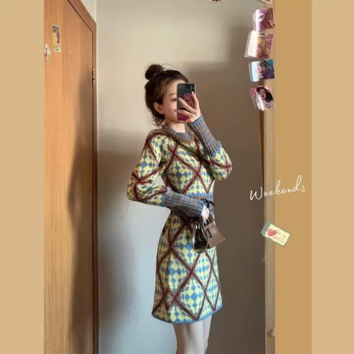 Robe tricotée automne et hiver 2025