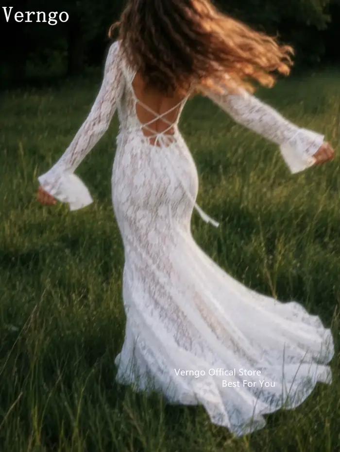 Robe de mariée en dentelle ivoire exquise Verngo