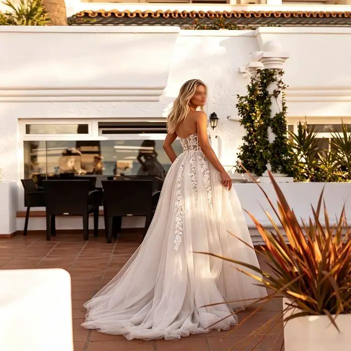 Robe De mariée trapèze élégante en dentelle pour femmes