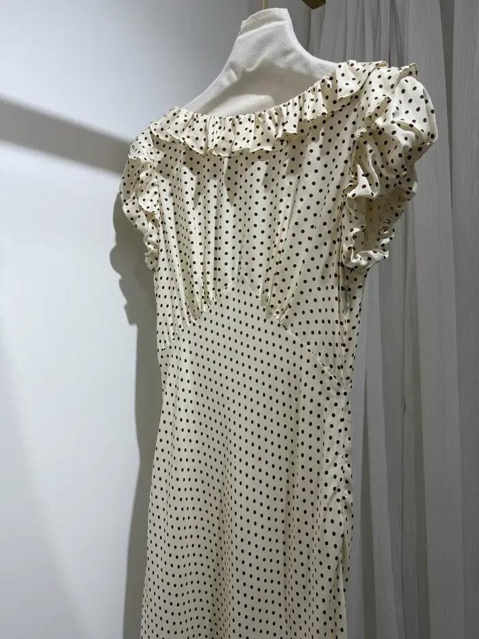Robe élégante pour femme en mélange de soie à pois