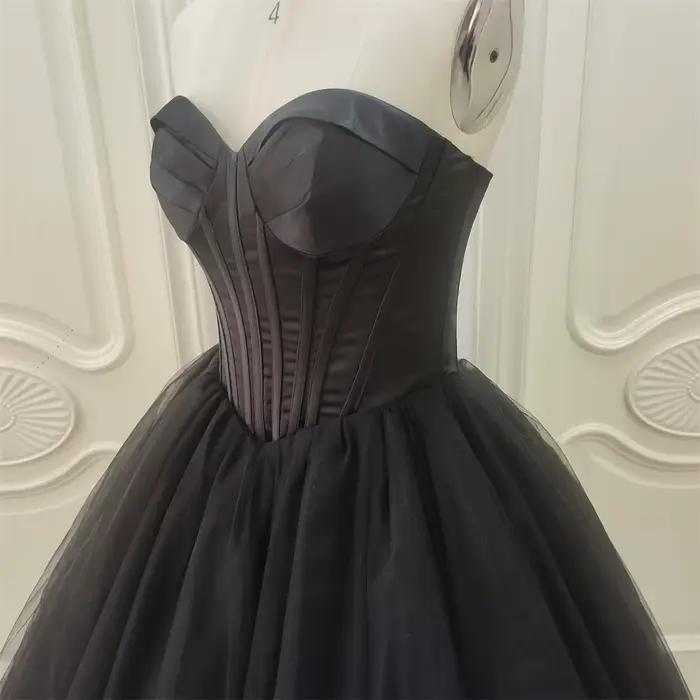 ZJHau23-Robe de Mariée Noire Gothique Personnalisée