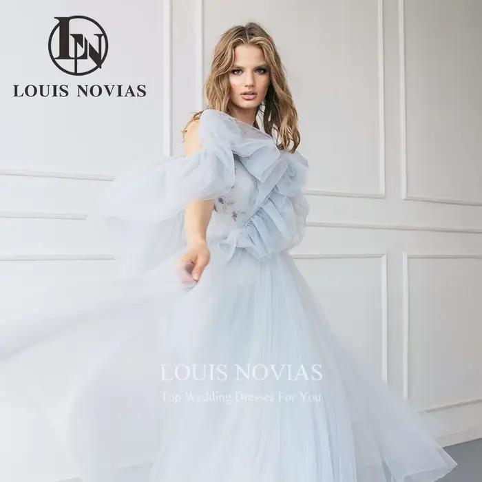 Modiis-Robe de mariée A-Line en tulle bleu