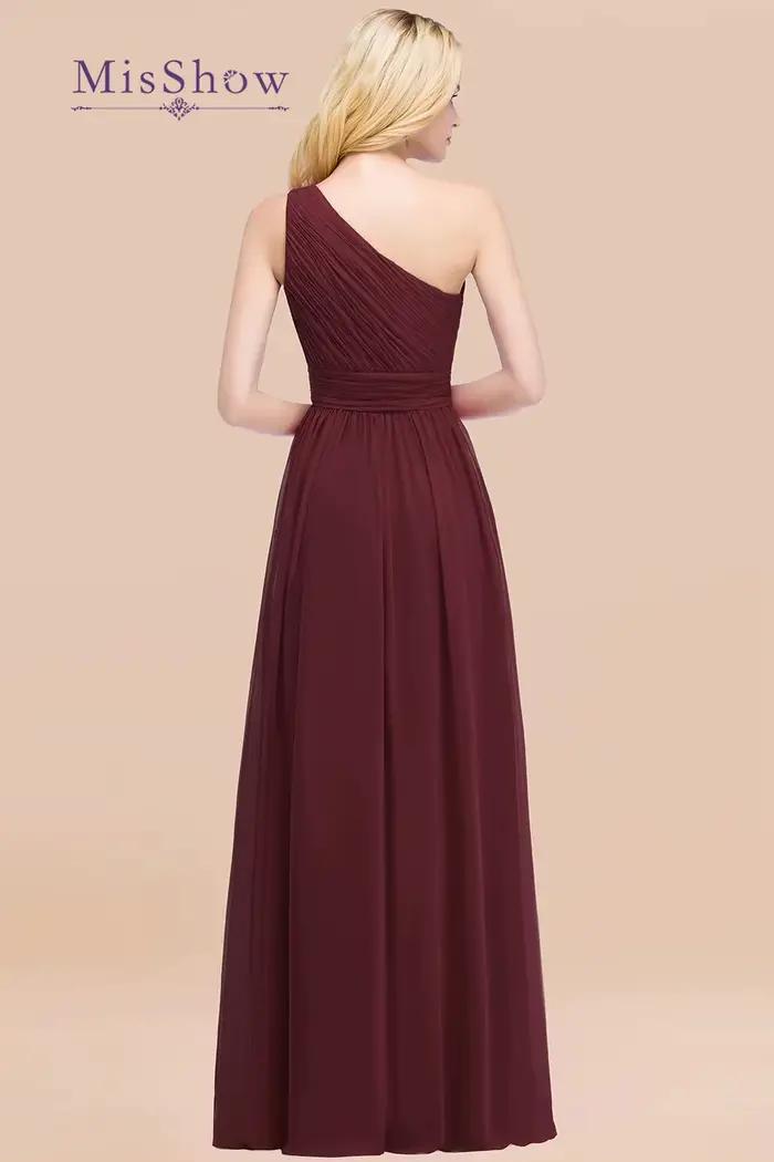 Misshow-Robe de Demoiselle d'Honneur en Mousseline Plissée pour Femme