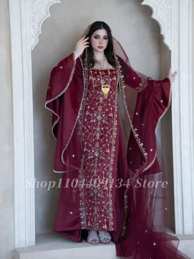 Robe de mariée afghane exquise brodée perlée avec train de cour pour femmes enceintes occasions spéciales nikkah