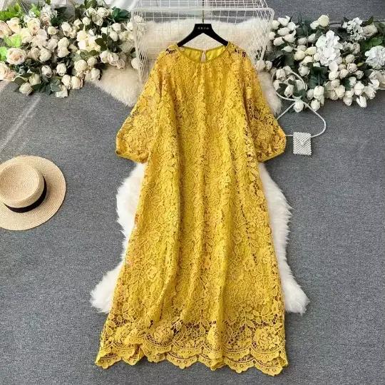 Robe longue en dentelle pour femmes