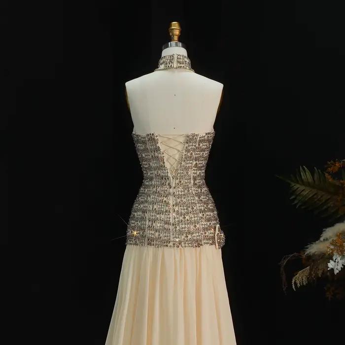 Sharon Said – robe de soirée dorée haut de gamme