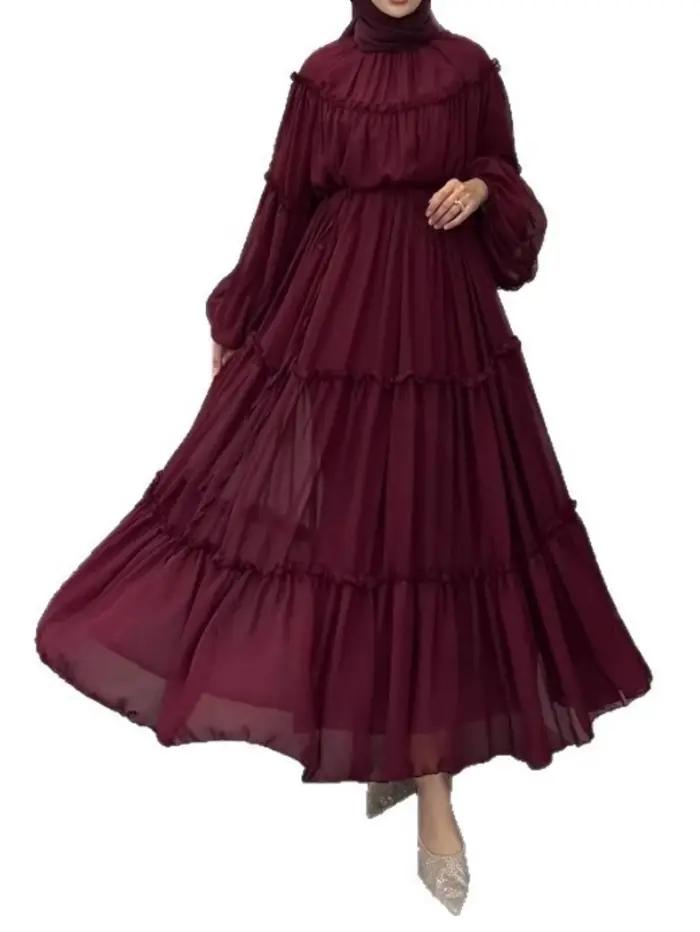 Robe élégante de dubaï pour femmes musulmanes Abaya Eid Ramadan Jalabiya robes de soirée solides