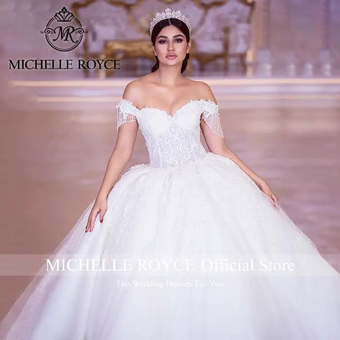 Michelle Royce robe De bal robes De mariée De luxe pour les femmes perles chérie hors De l'épaule