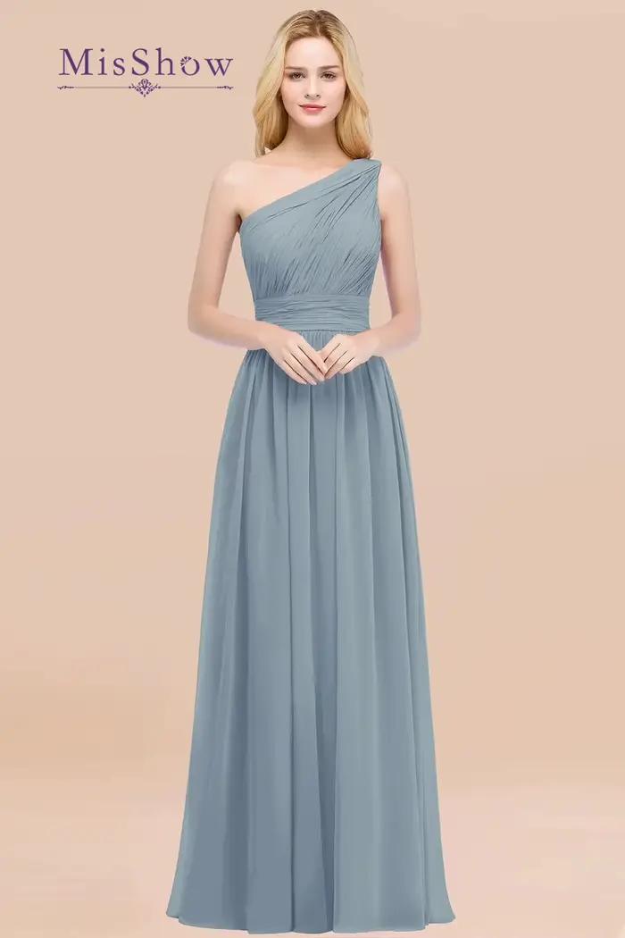 Misshow-Robe de Demoiselle d'Honneur en Mousseline Plissée pour Femme