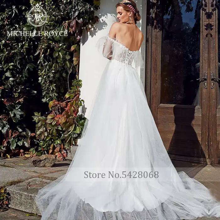 Michelle Royce-Robes de mariée dos nu à lacets 2 en 1