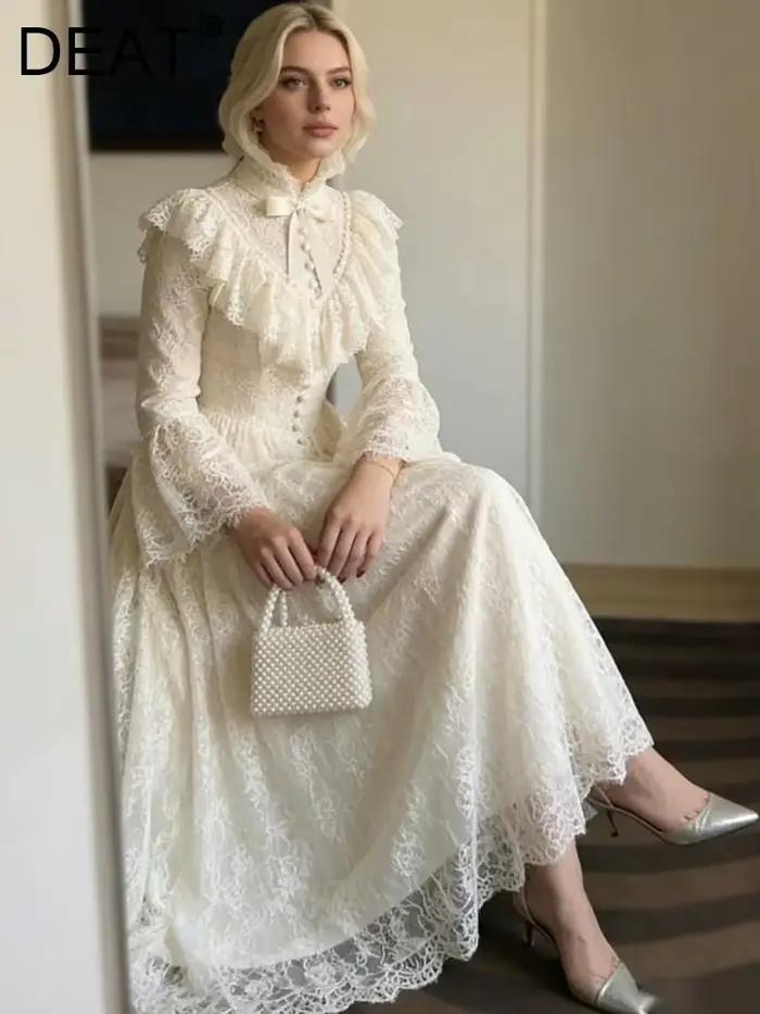 Robe longue en dentelle DEAT pour femme 2026