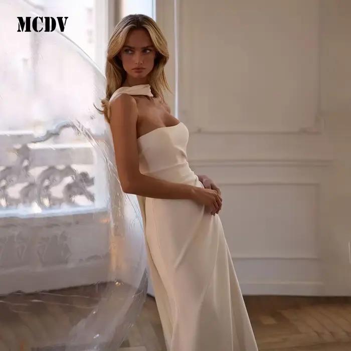 Robe de mariée sirène en satin avec traîne longue pour cérémonie civile et réceptions élégantes femmes enceintes occasions spéciales
