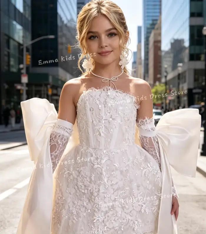 Robe de demoiselle d'honneur personnalisée en tulle blanc