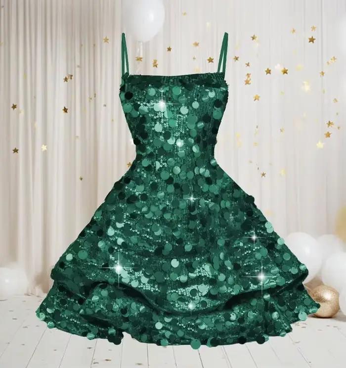 Robe Courte Sexy à Paillettes pour Adolescentes