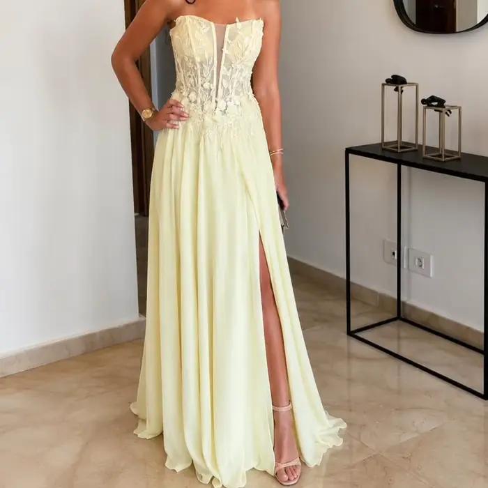 Robe de soirée longue en pastel doux