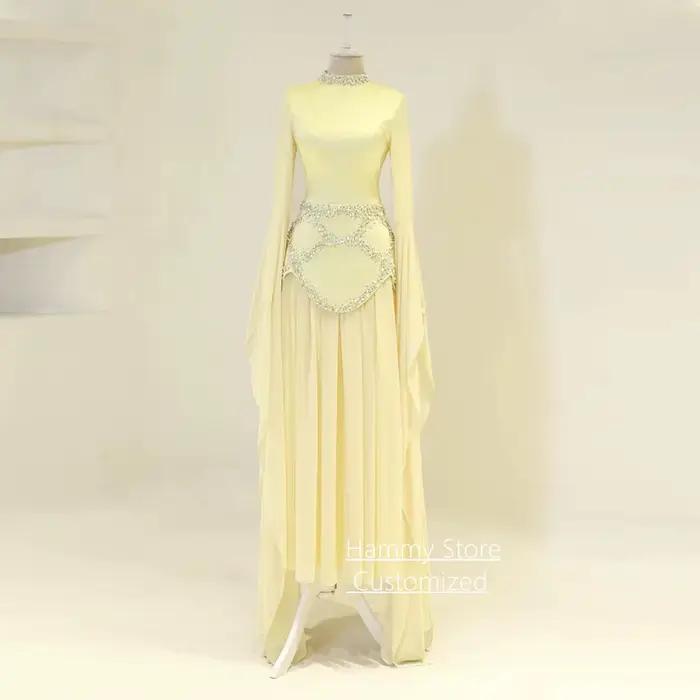 Robe de soirée arabe moderne personnalisée à manches longues