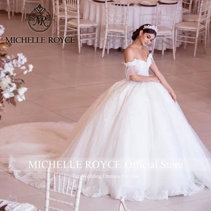 Michelle Royce robe De bal robes De mariée De luxe pour les femmes perles chérie hors De l'épaule