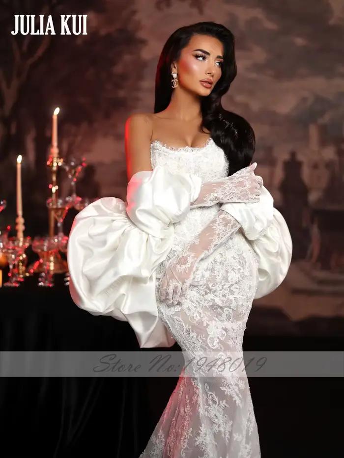 Julia Kui Robe de mariée sirène élégante sur mesure en dentelle intégrale