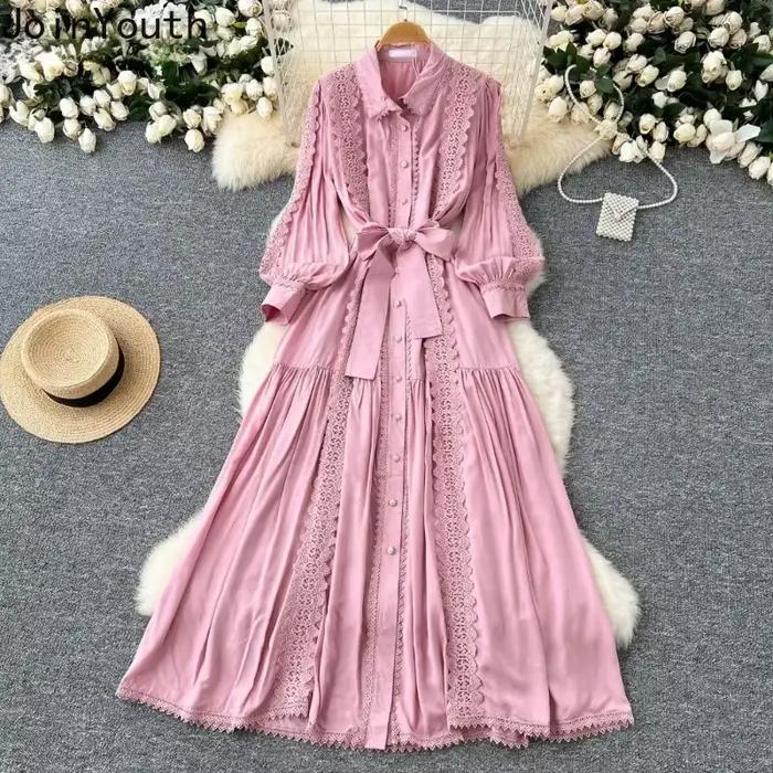 Robe Vintage Femme col rabattu lanterne manches
