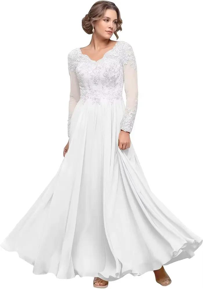 Robes de soirée longues à manches longues pour la mère de la mariée