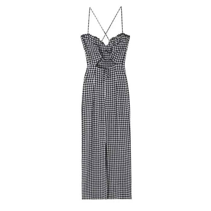 Nouvelle Robe Midi Élégante à Carreaux pour Femme Été 2026