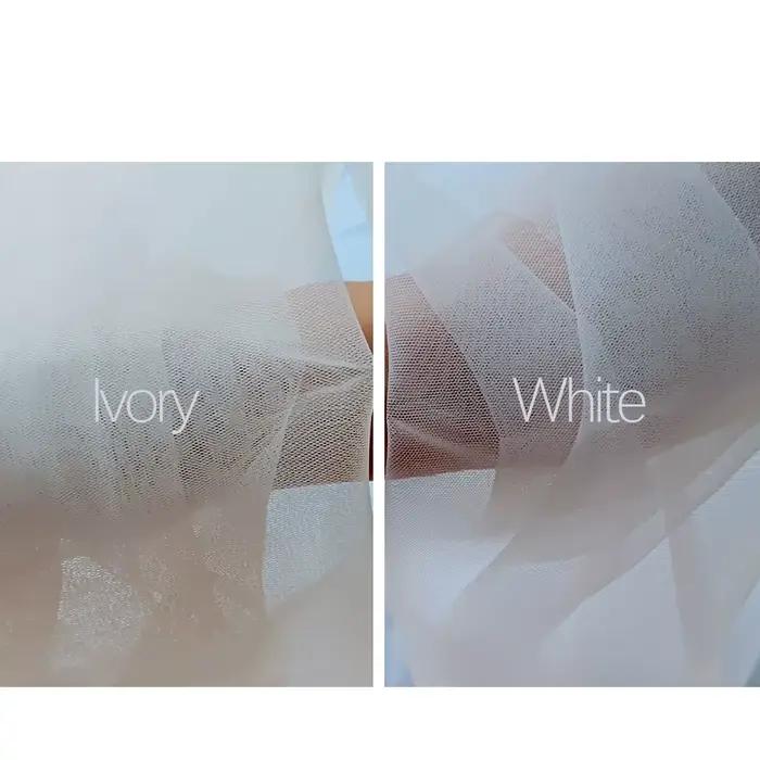 Femmes plissé Tulle Sheer Wrap mariage mariée hors de l'épaule étole élégant formel châle avec bouton ivoire personnalisable