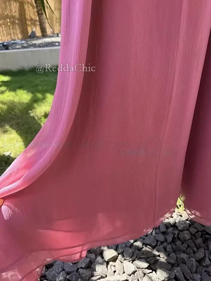 REDDACHiC Robe d'été rose coquette en mousseline de soie avec boutons
