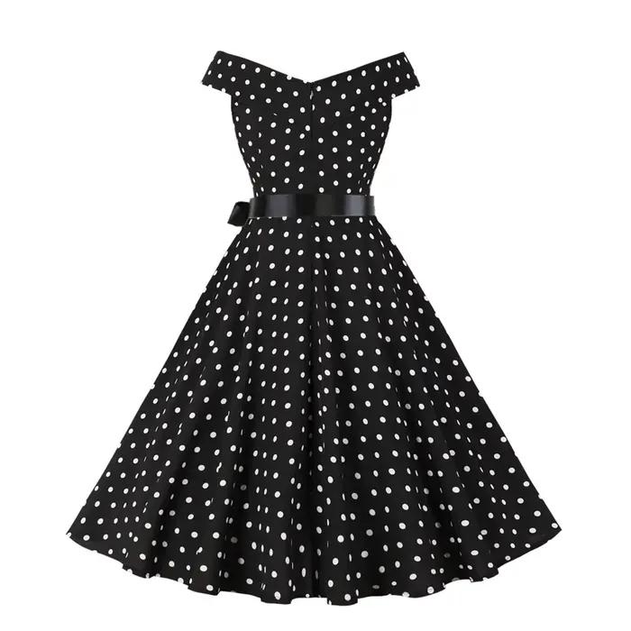 Mode robes à pois pour les femmes 2025 Vintage doux arc Swing Rockabilly fête une ligne