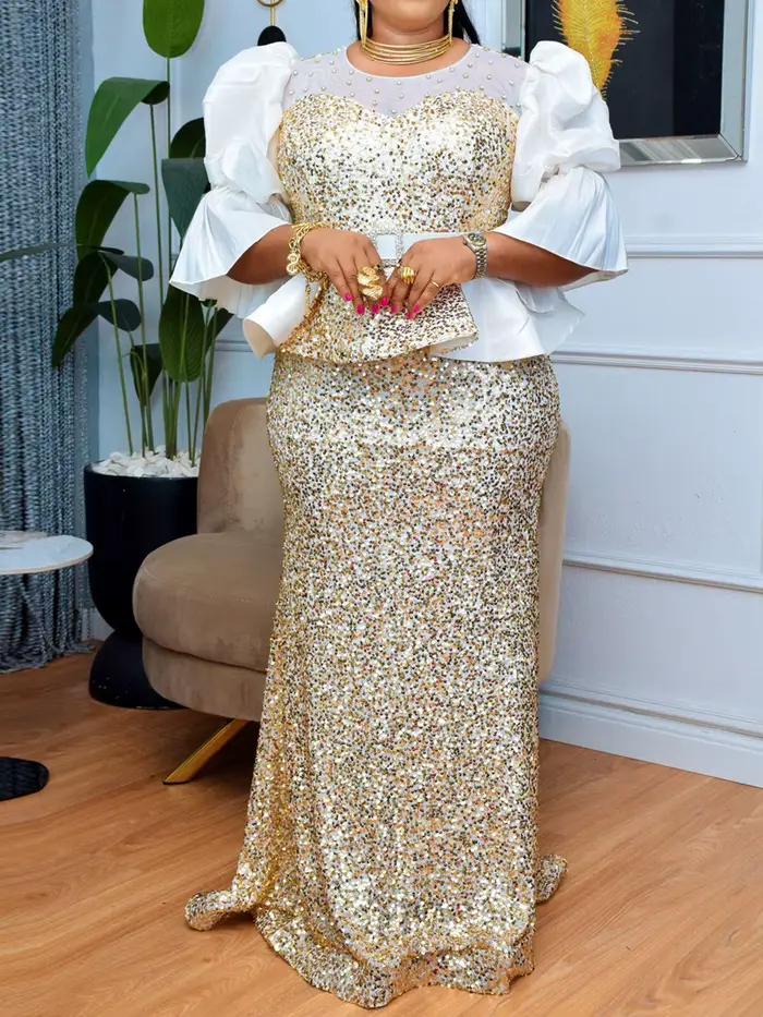 Robes de sirène de luxe à paillettes pour femmes