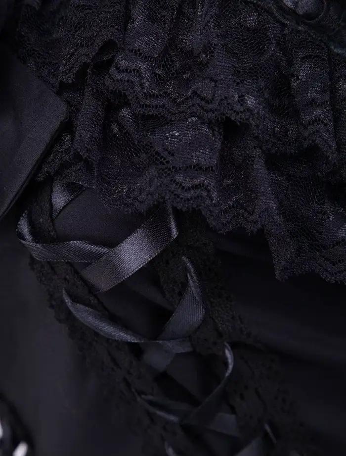 Robe trapèze classique mi-longue noire en élasthanne avec dentelle et ruban pour femmes, idéale pour les occasions spéciales et les événements de gala