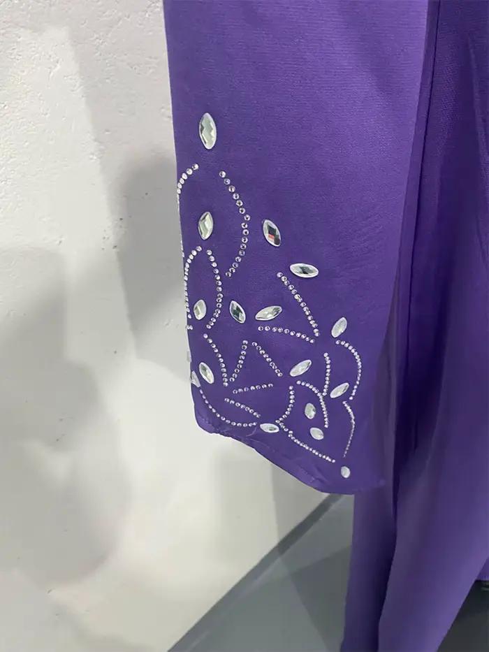Robe de soirée droite arabe violette
