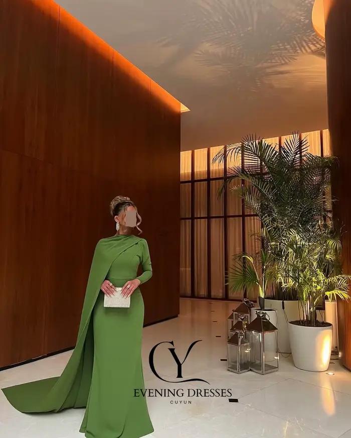 CUYUN – robe de soirée modeste vert sauge