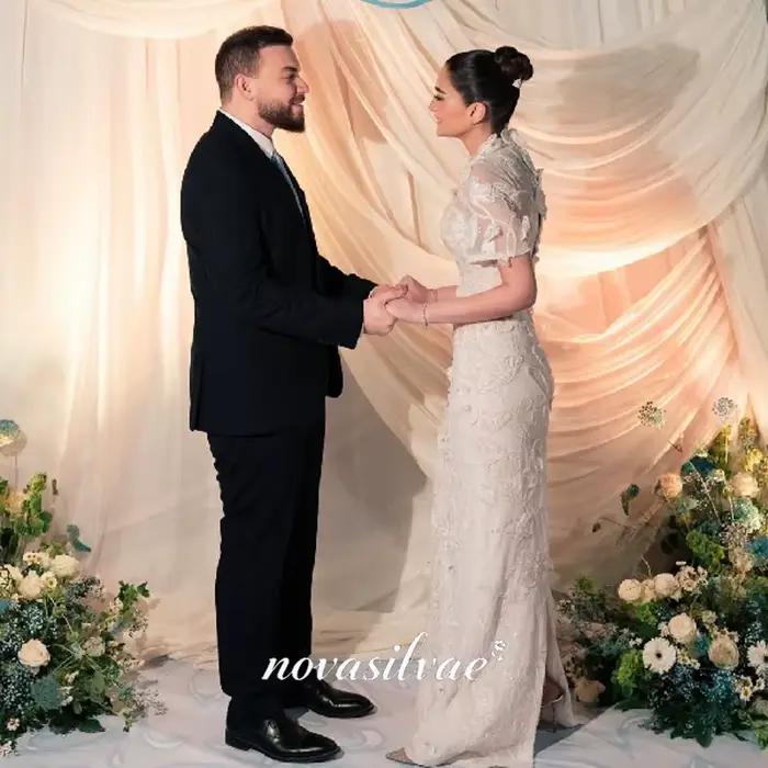 Robe de soirée sirène élégante et haut de gamme en dentelle marron style saoudien