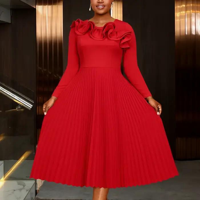 Robe trapèze rouge élégante pour femmes