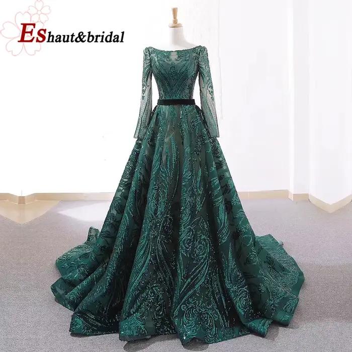 Robe de soirée de luxe A-Line Dubaï pour femme musulmane 2026