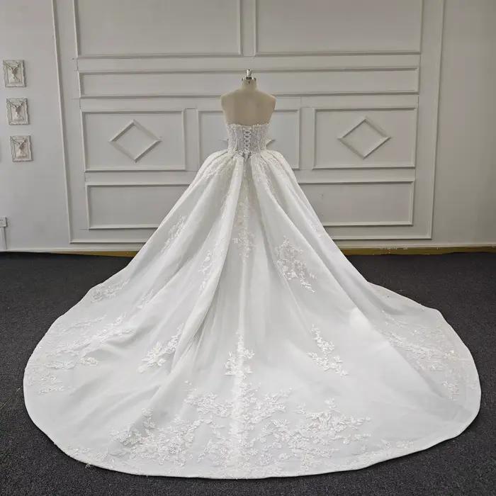Eslieb-Robe de Mariée Blanche en Dentelle avec Perles Sexy