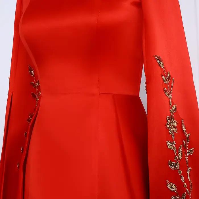 Sharon Said robe de soirée rouge Royal avec broderie florale dorée manches Cape fête de fiançailles pour mariage SS568 personnalisé