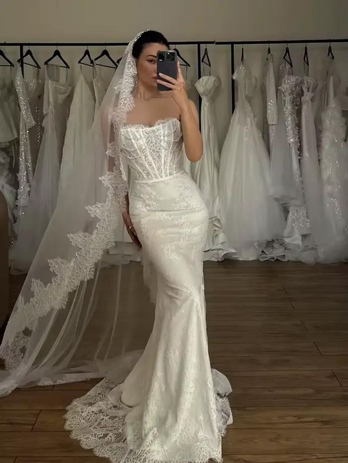 Robe De mariée Vintage en Organza avec broderie