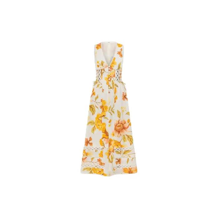 Robe longue amincissante sans manches à col en V profond