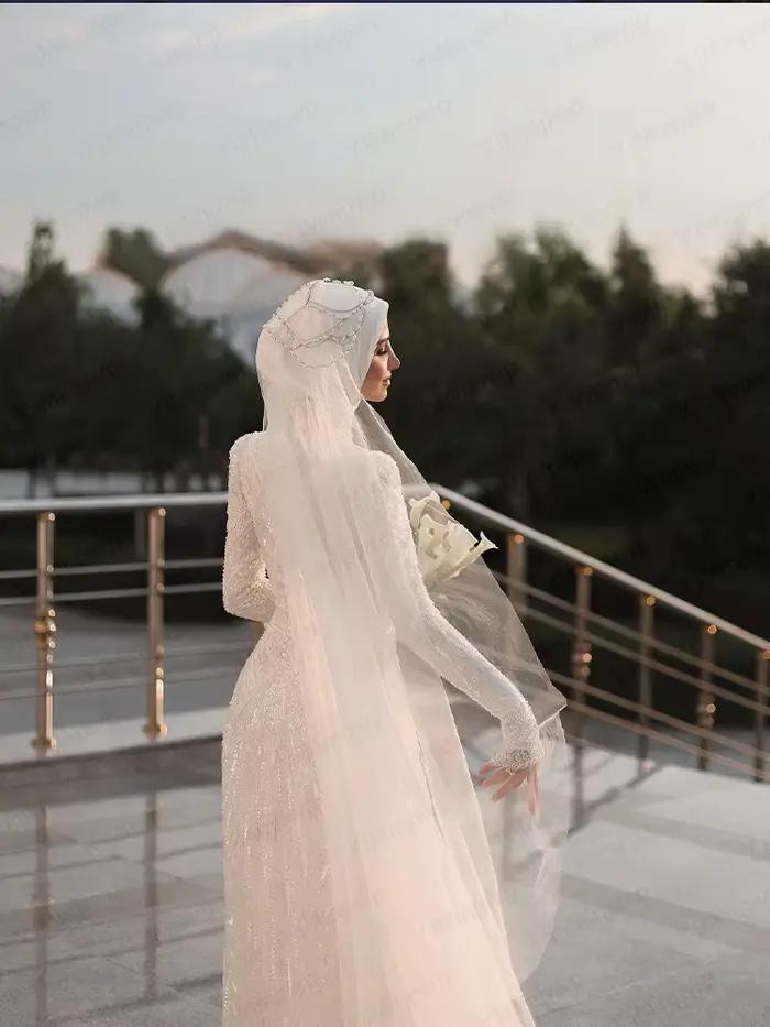 Robes de mariée musulmanes de luxe avec hijab