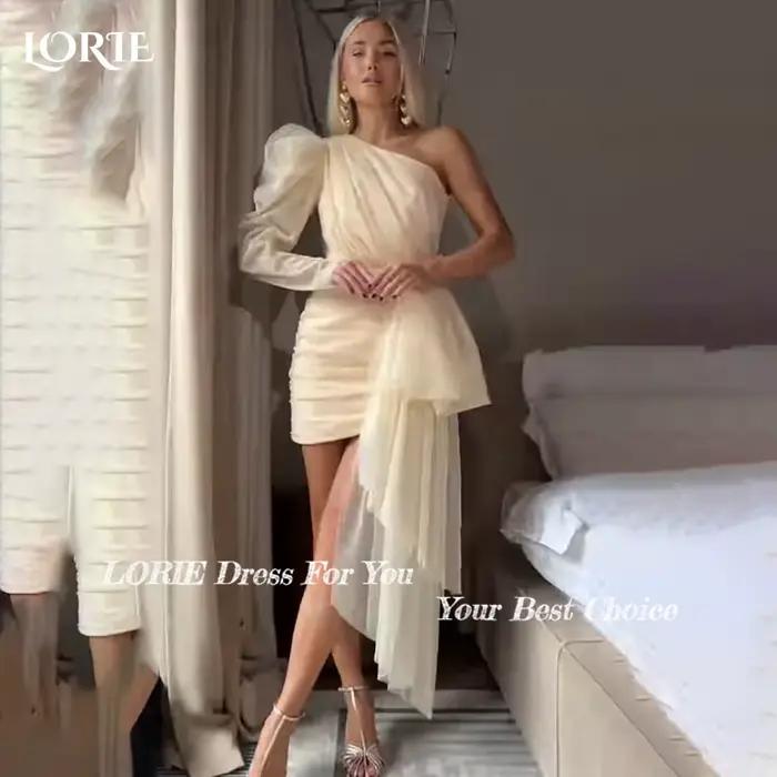 Robe de Mariée Courte à Manches Bouffantes