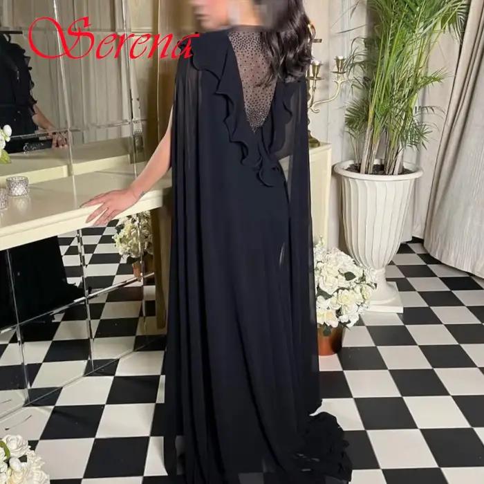 Robe de soirée en mousseline de soie noire
