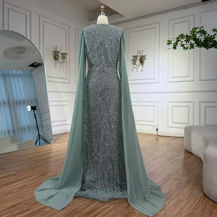 Robe de soirée sirène bleue de luxe