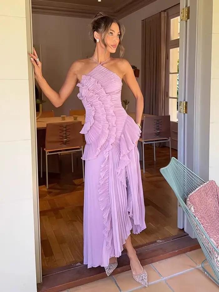 Robe de soirée Style plage avec volants