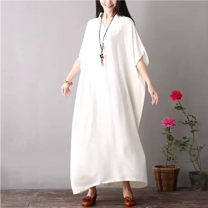Robes vintage en coton à manches courtes pour femmes