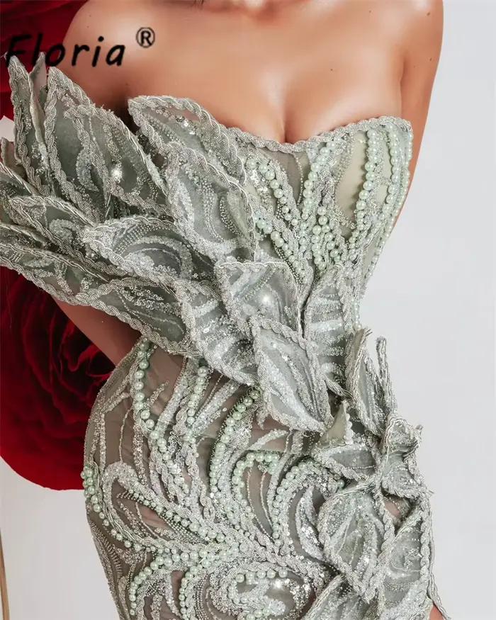 Robe de mariée de luxe vert menthe pâle